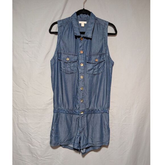 True Religion Pants - True Religion Blue Sleeveless Chambray Denim Tencel Romper Women's Small
